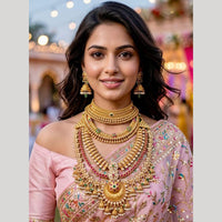 JCM Wedding Style Pota Stone And Pearl Necklace Set