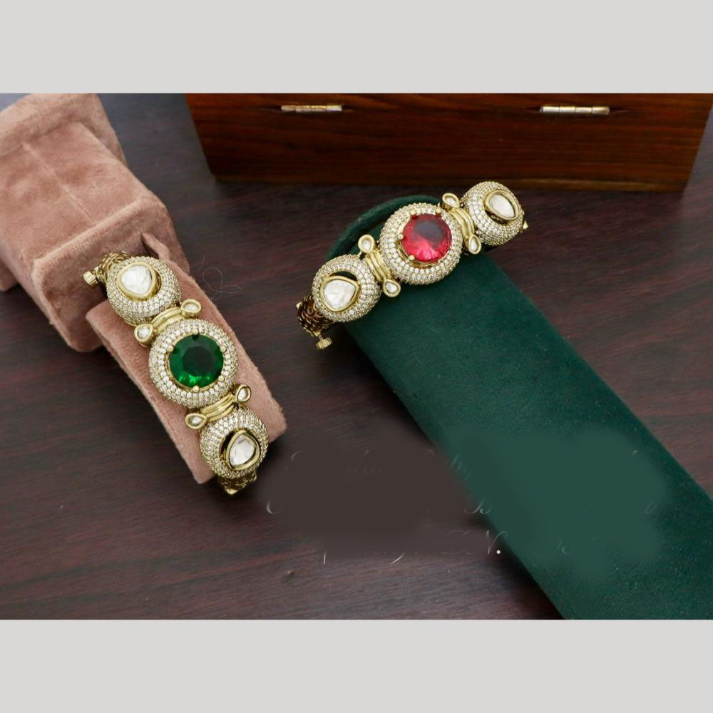 JCM Delicate Polki Kundan Stone Elegant Openable Bracelet