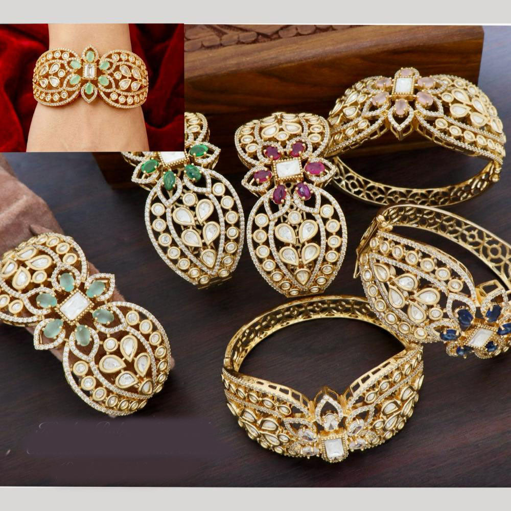 JCM Delicate Polki Kundan Stone Elegant Openable Bracelet