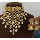 JCM Premium Designer Pota Stone And Pearl Choker Necklace Set