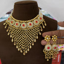 JCM Premium Designer Pota Stone And Pearl Choker Necklace Set