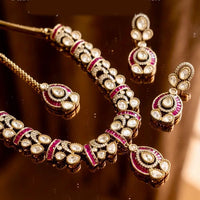 JCM Graceful Polki Kundan Stone Stone And Austrian Stone Necklace Set