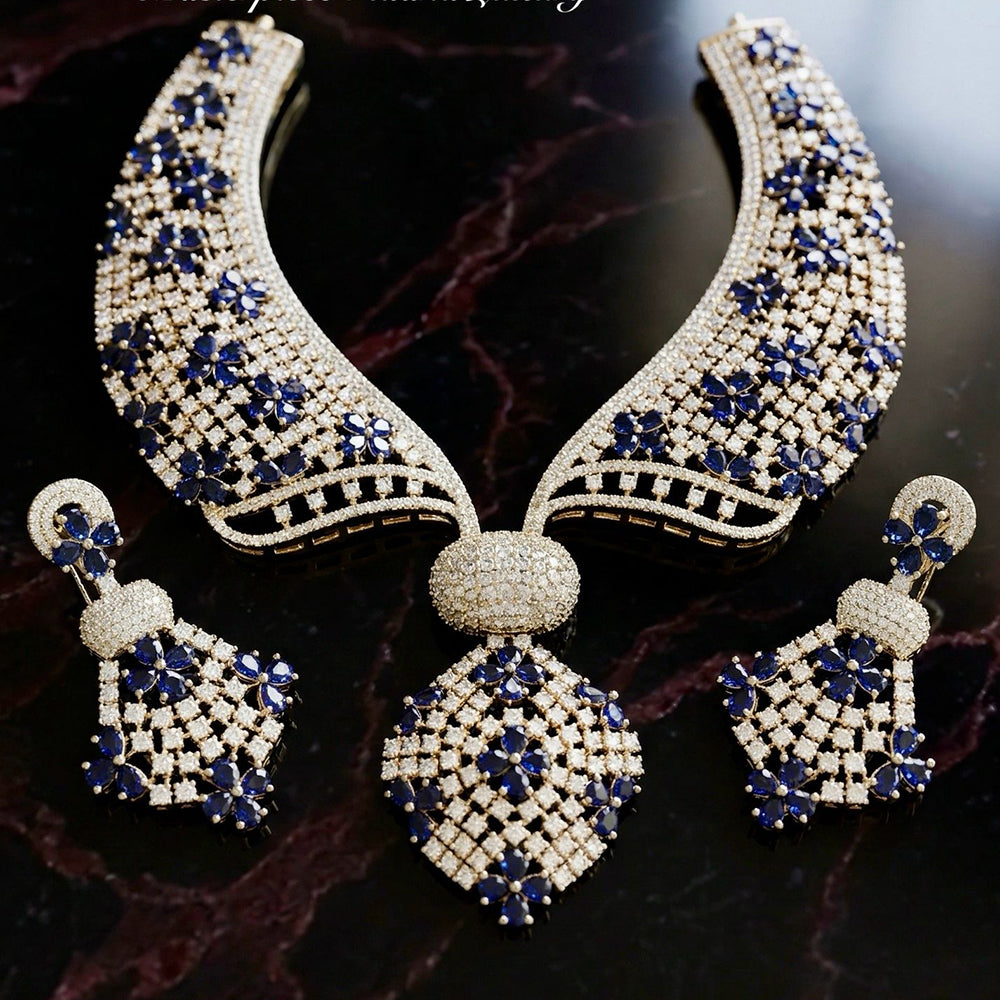 JCM Royal Glow American Diamond Necklace Set 