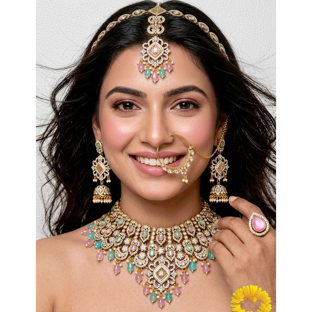 JCM Ethnic Glam Pota Stone Beads And Pearl Semi-Bridal Jewelry Set