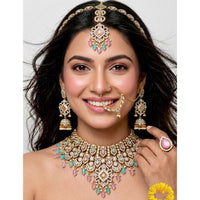 JCM Ethnic Glam Pota Stone Beads And Pearl Semi-Bridal Jewelry Set