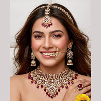 JCM Ethnic Glam Pota Stone Beads And Pearl Semi-Bridal Jewelry Set