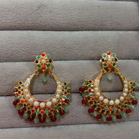 JCM Ethnic Wear Pota Stone And Pearl Dangler Earrings