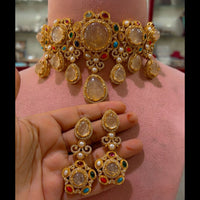 JCM Premium Designer Pota Stone Multi Color Choker Necklace Set