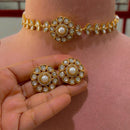 JCM Grand Polki Kundan Stone And Pearl Statement Choker Necklace Set