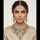 JCM Party Wear Polki Kundan Pearl And Beads Meenakari Necklace Set
