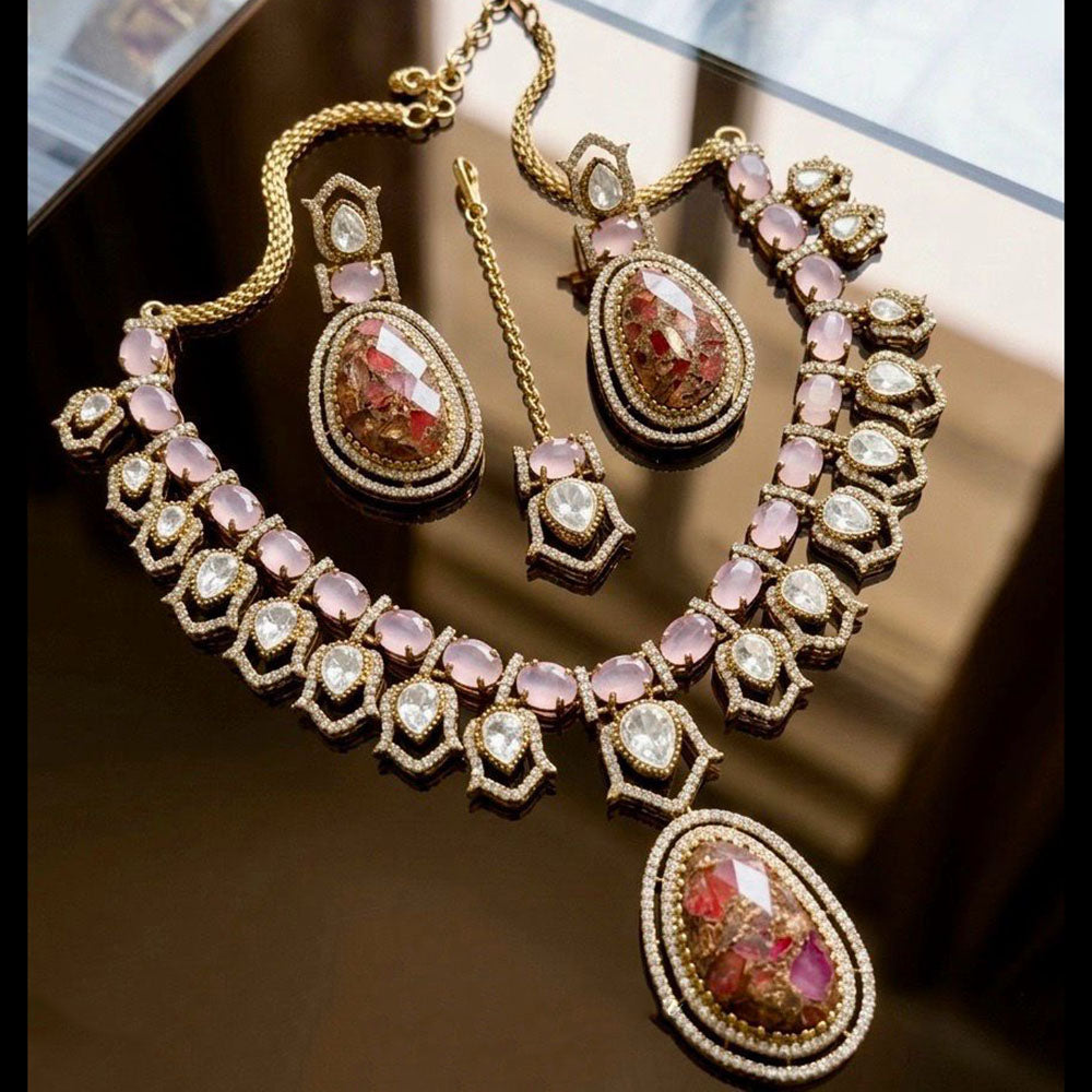 JCM Exclusive Druzy Crystal Stone Designer Necklace Set