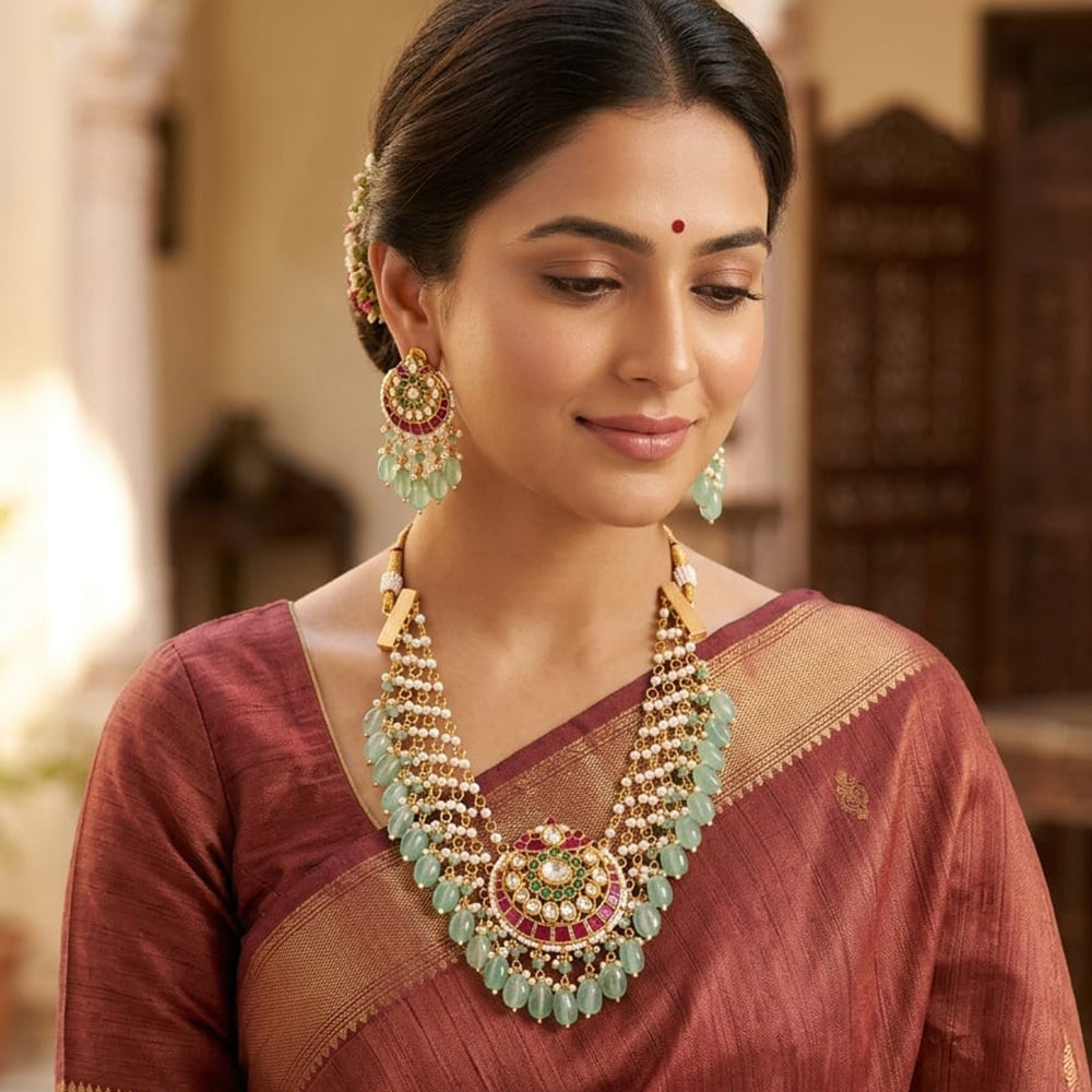 JCM Royal Pota Stone Pearl And Beads Long Necklace Set