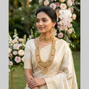 JCM Ethnic Style Pota Stone And Pearl Double Necklace Set