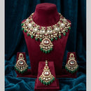 JCM Grand Kundan Stone And Beads Statement Choker Necklace Set