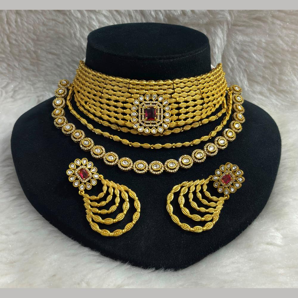 JCM Maharani Style Pota Stone And Austrian Stone Choker Necklace Set