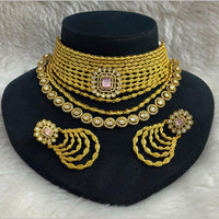 JCM Maharani Style Pota Stone And Austrian Stone Choker Necklace Set