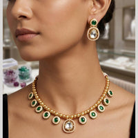 JCM Designer Pota Stone And Pearl Necklace Set