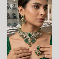 JCM Maharani Style Pota Stone And Austrian Stone Ganesha Choker Necklace Set