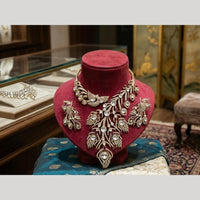 JCM Grand Peacock Design Polki Kundan And Austrian Stone Necklace Set