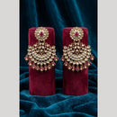 JCM Premium Polki Kundan Stone And Pearl Dangler Earrings for Women
