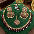 JCM Luxury Polki Kundan Stone & Beads Necklace Set for Women