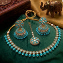 JCM Luxury Polki Kundan Stone & Beads Necklace Set for Women