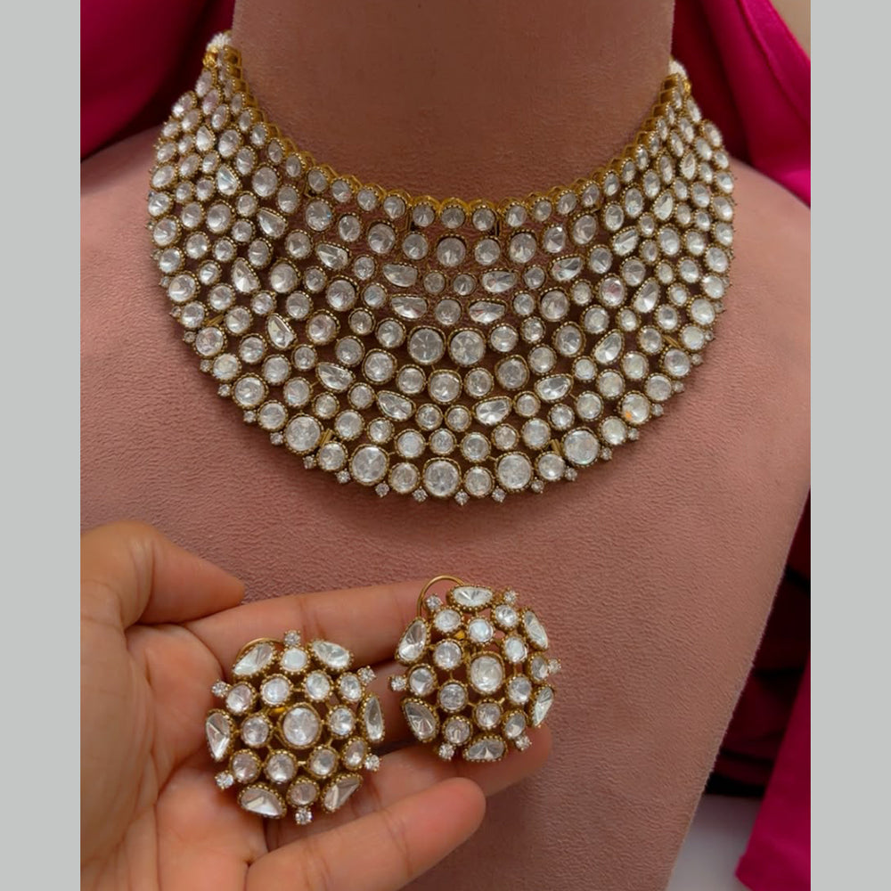 JCM Elegant Polki Kundan Stone Choker Necklace Set