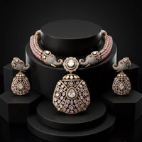 JCM Elegant Polki Kundan Stone Choker Necklace Set