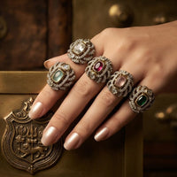 JCM Classic Royal Look Polki Kundan Stone FingerRing