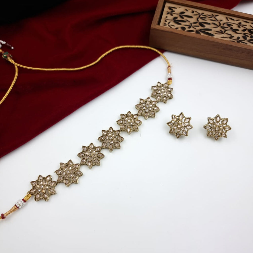 JCM Maharani Style Pota Stone Choker Necklace Set