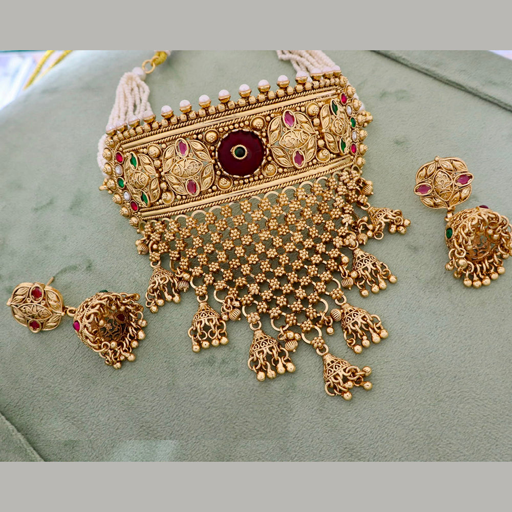 JCM Exquisite Pota Stone And Pearl Choker Necklace Set