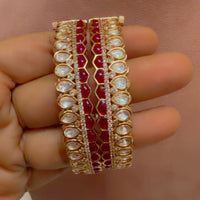 JCM Royal Polki Kundan Stone Openable Festive Bangles Set