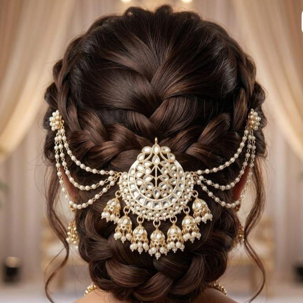 JCM Kundan Stone And Pearl Statement Hair Accessories