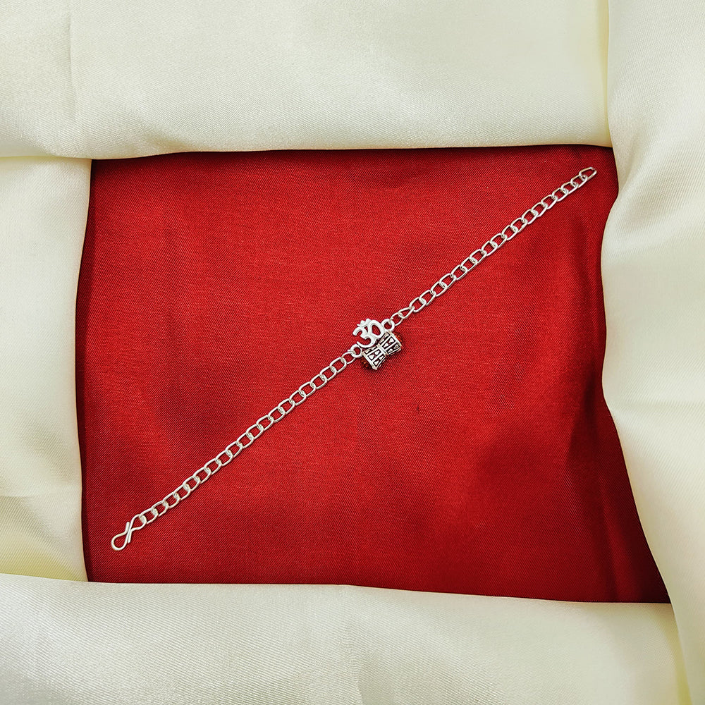 JCM Silver Tone Designer Work Rakhi