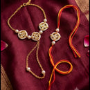JCM Kundan Stone And Beads Bhaiya And Bhabhi Rakhi Combo