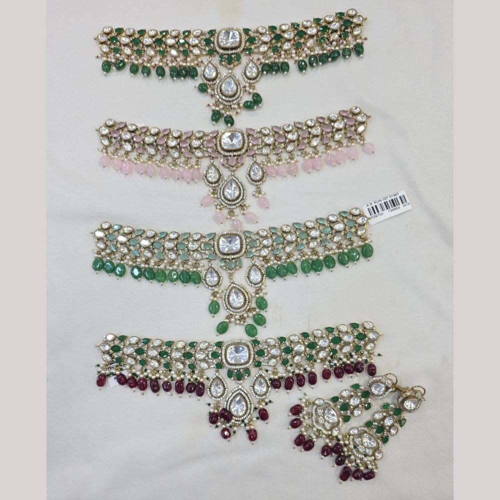 JCM Elegant Polki Kundan Stone Choker Necklace Set