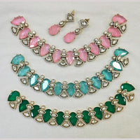 JCM Elegant Polki Kundan Stone Choker Necklace Set