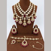 JCM Ethnic Glam Kundan Stone Beads And Pearl Semi-Bridal Jewelry Set
