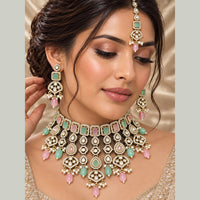 JCM Grand Kundan Stone And Beads Statement Choker Necklace Set