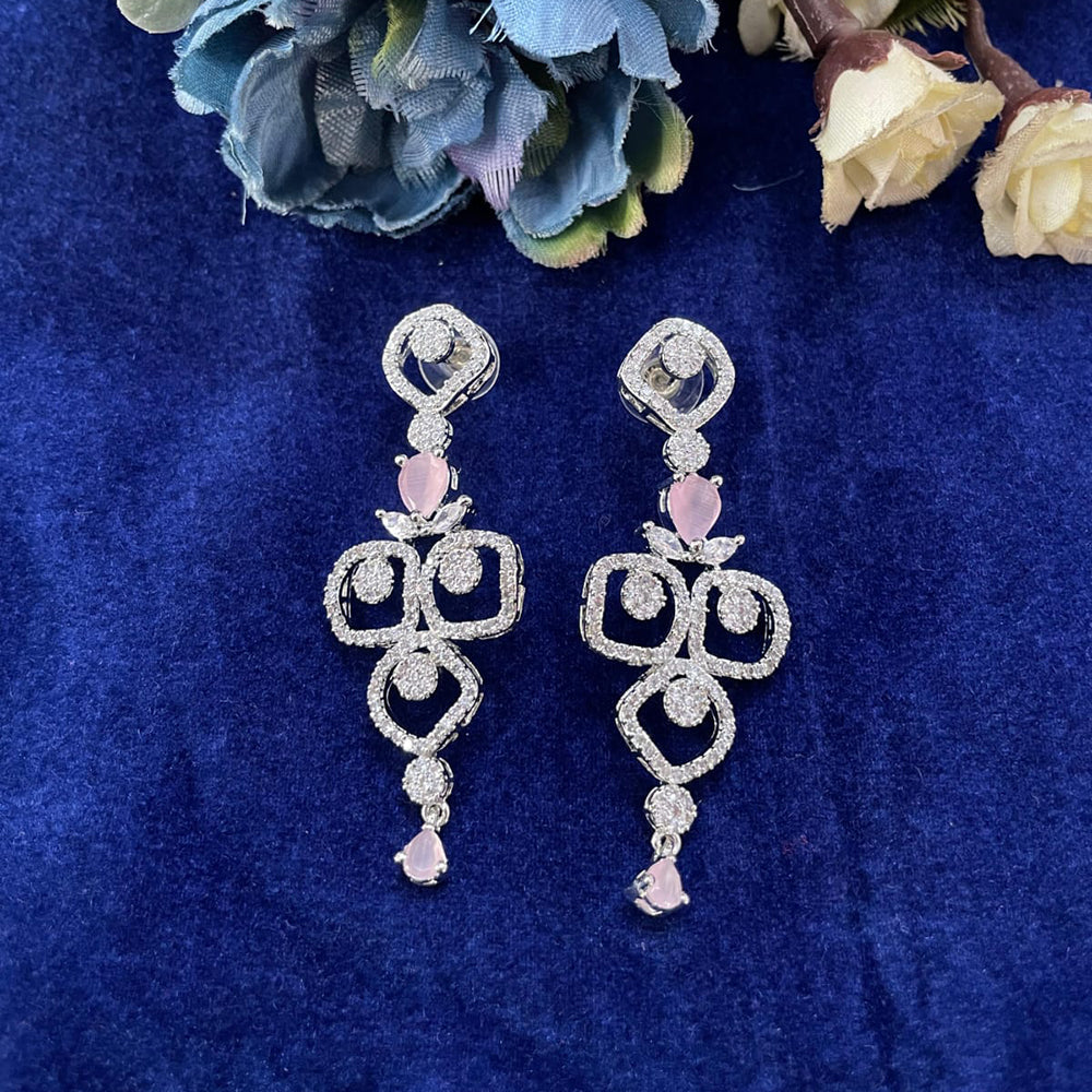 Suman Art Sparkling American Diamond Dangler Earrings