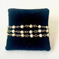 Jewel Treatzz Adorabel Everyday 3 Line Gold Plated Pearl Link Fashion Bracelet   