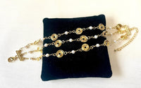 Jewel Treatzz Adorable Everyday Wear 3 Line Gold Plated Pearl Long Chain Fashion Bracelet