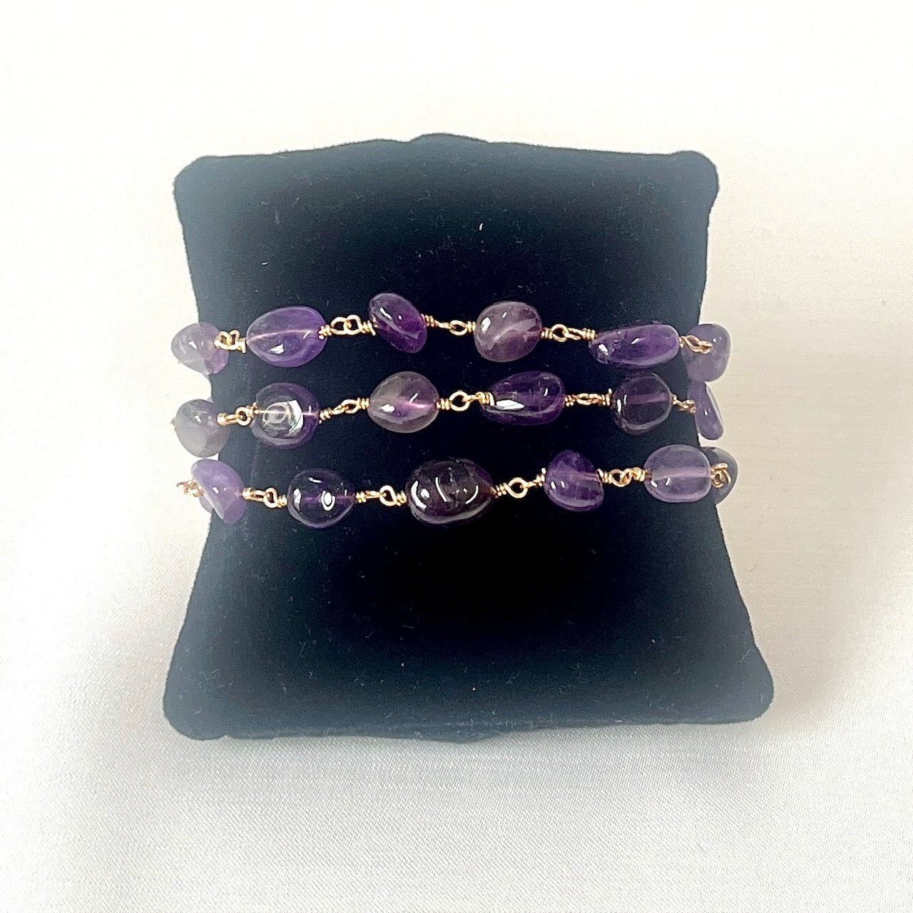 Jewel Treatzz Beautiful Everyday Wear Gold Plated 3 Line Amethyst Bracelet