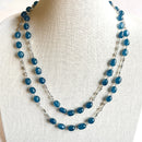 Jewel Treatzz Blue Aventurine Rhodium Finished CZ Layered Necklace