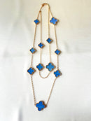 Jewel Treatzz Gold Plated Blue Clover Flower Layered Necklace