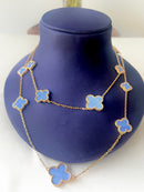 Jewel Treatzz Gold Plated Blue Clover Flower Layered Necklace