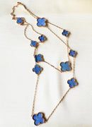 Jewel Treatzz Gold Plated Blue Clover Flower Layered Necklace