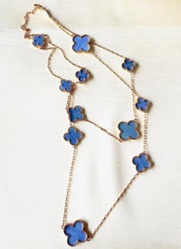 Jewel Treatzz Gold Plated Blue Clover Flower Layered Necklace