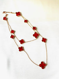 Jewel Treatzz Gold Plated Red Clover Flower Layered Necklace