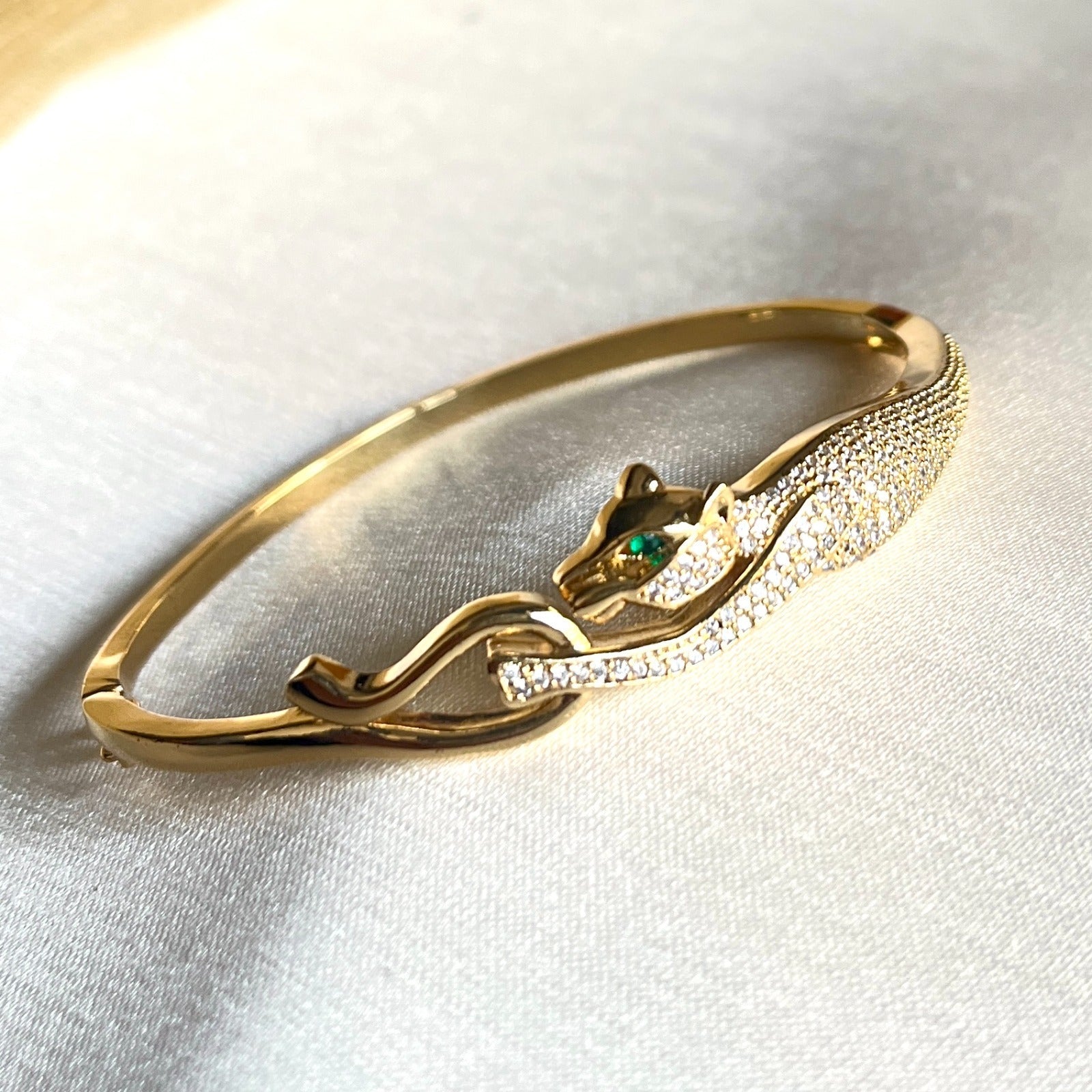 Jewel Treatzz Gorgeous Gold Plated Panthar Bracelet With Paved CZ's